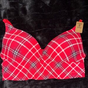 PINK Victoria's Secret Red Plaid Wireless T-Shirt Bra